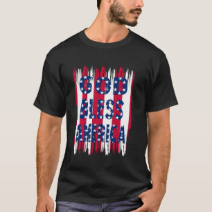 T-shirt Dieu Béni Amérique Drapeau 4 juillet Indépendance