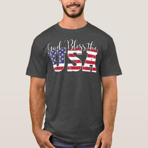 T-shirt Dieu Béni Les États-Unis Drapeau Patriotique 4 jui