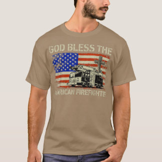 T-shirt Dieu bénisse American Firefighter Flag Amérique