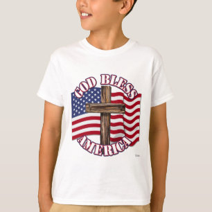 T-shirt Dieu bénisse l'Amérique avec le drapeau américain