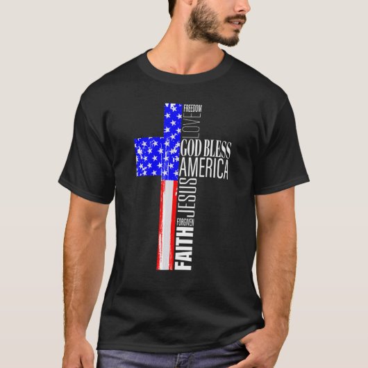 T-shirt Dieu bénisse l'Amérique chrétienne 4 juillet améri (Devant)