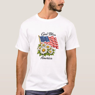 T-shirt Dieu bénisse l'Amérique Drapeau américain et margu