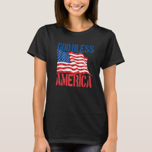 T-shirt Dieu bénisse l'Amérique Drapeau américain Patrioti