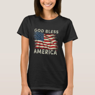 T-shirt Dieu Bénisse l'Amérique Drapeau États-Unis 4 Juill
