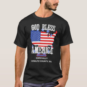 T-shirt Dieu bénisse l'Amérique en particulier Cowlitz Com