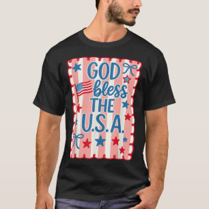 T-shirt Dieu bénisse l'Amérique Rétro Drapeau Usa Chrétien