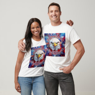 T-shirt Dieu bénisse l'Amérique Terre que j'aime Red Eagle