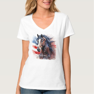 T-shirt Dieu bénisse le cheval patriotique américain