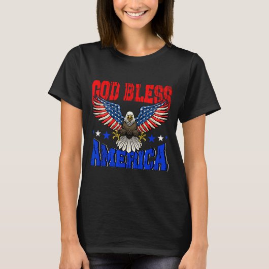 T-shirt Dieu bénisse le drapeau américain de l'aigle améri (Devant)