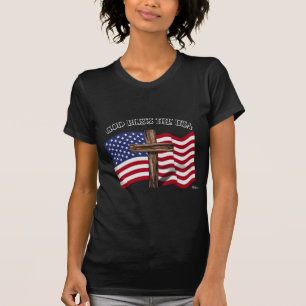 T-shirt DIEU BÉNISSE LES ÉTATS-UNIS avec une croix robuste