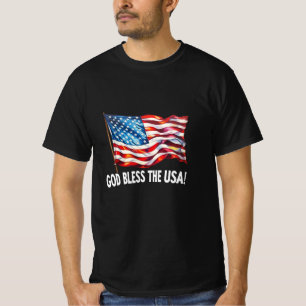T-shirt Dieu bénisse les États-Unis Drapeau américain ondu