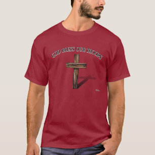 T-shirt Dieu bénisse nos troupes avec une croix robuste