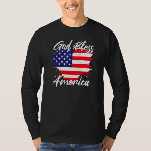 T-shirt Dieu bénit l'Amérique American Flag Heart