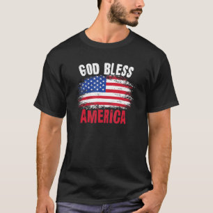 T-shirt Dieu Bénit L'Amérique Avec Des Drapeaux Américains