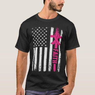 T-shirt Dieu craint Patriotique rose Ruban Faith American 