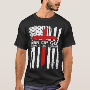 T-shirt Dieu Cross American Flag Jésus Christian Papa Gran