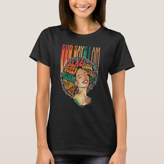 T-shirt Dieu Dit Que Je Suis Afro Femmes Melanin Black Pri (Devant)