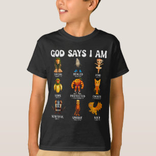 T-shirt Dieu dit que je suis Écriture de décomposition cér
