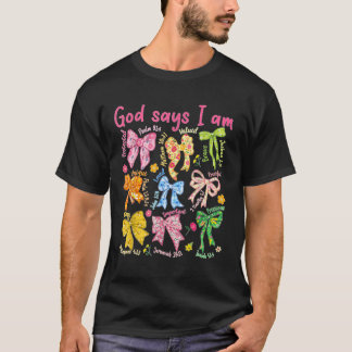 T-shirt Dieu Dit Que Vous Êtes Coquette Pink Bow Bible Chr