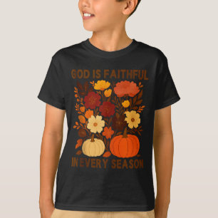 T-shirt Dieu Est Fidèle En Toute Saison, Floral Automne Au