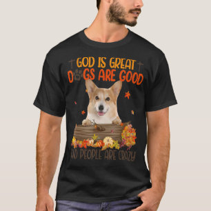 T-shirt Dieu est grand chien sont bon Corgi automne Thanke