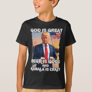 T-shirt Dieu Est Grande Bière Est Bonne Et Kamala Sont Fou