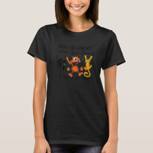 T-shirt Dieu Est Les Grands Chats Sont Bons Et Les Gens So