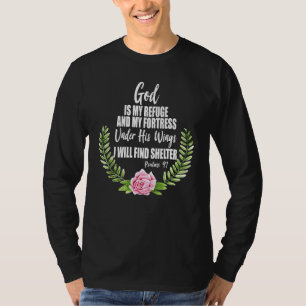 T-shirt Dieu Est Mon Refuge Bible Chrétienne Psaumes 91 Fl