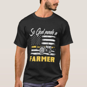 T-shirt Dieu Faisait Un Agriculteur Tracteur Drapeau Améri