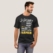 T-shirt Dieu Faisait Un Agriculteur Tracteur Drapeau Améri (Devant entier)