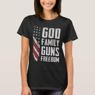 T-shirt Dieu Famille Armes Liberté - Drapeau USA chrétien