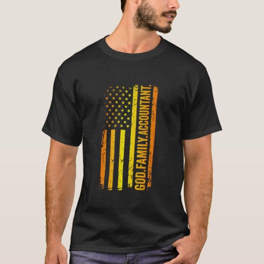 T-shirt Dieu Famille Expert-Comptable Drapeau Américain US (Devant)