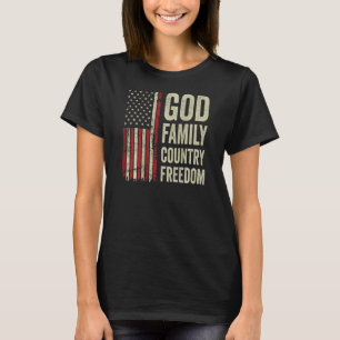 T-shirt Dieu Famille Pays Liberté - Patriotique USA Drapea