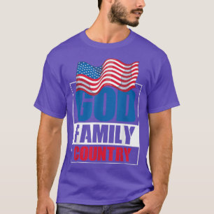 T-shirt Dieu Famille Pays Soldat Patriot US Mémoire du dra