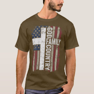 T-shirt Dieu Famille PaysPatriotique Croix chrétienne USA 