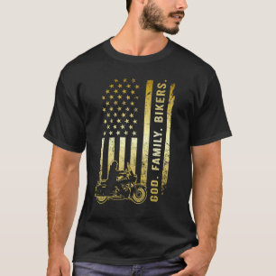 T-shirt Dieu Family Bikers American Flag Vintage Moto