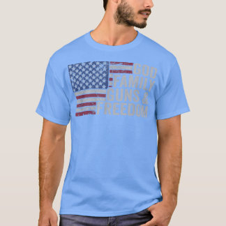 T-shirt DIEU FAMILY GUNS & FREEDOMPro Gun USA Drapeau 4ème