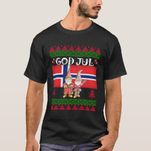 T-shirt Dieu Jul Ugly Norvège Drapeau Noël Gn scandinave