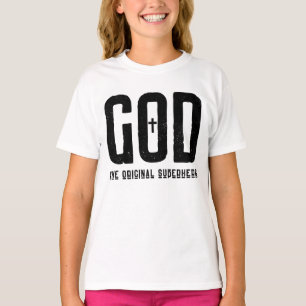 T-shirt Dieu Le Superhero Biblique Original Croix Fille