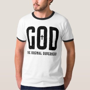 T-shirt Dieu le Superhero Croix Original Ringer masculin