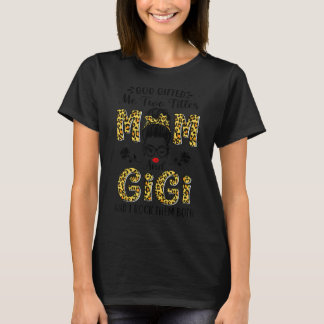 T-shirt Dieu m'a deux titres Maman et Gigi Leopard Messy B