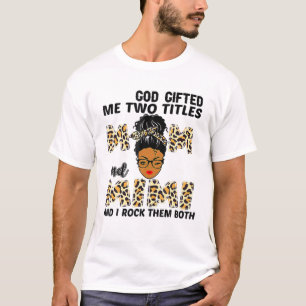 T-shirt Dieu M'A Donné Deux Titres Maman Et Mimi Leopard M