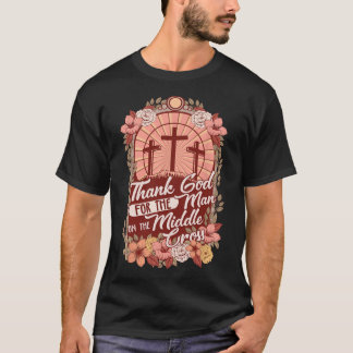 T-shirt Dieu Merci Pour L'Homme Sur La Croix Du Milieu