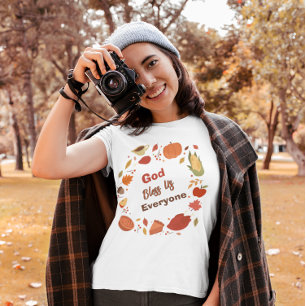 T-shirt Dieu nous bénisse tous Thanksgiving/Automne Chréti