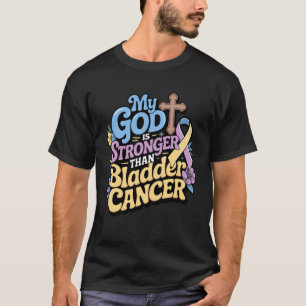 T-shirt Dieu Plus Forte Ruban de soutien contre le cancer