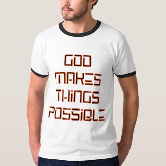 T-shirt Dieu Rend Les Choses Possible Mens Ringer (Devant)
