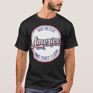 T-shirt Dieu Rétro Béni Terre Américaine Que J'Aime Joyeux