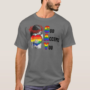 T-shirt Dieu vous accepte Christian Rainbow Gay pride LGBT