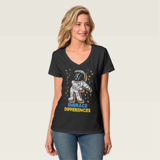 T-shirt Différences d'acceptation Flossing Astronaut Autis (Devant entier)