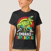 T-shirt Différences d'acceptation T Rex Dinosaur Autisme L (Devant)